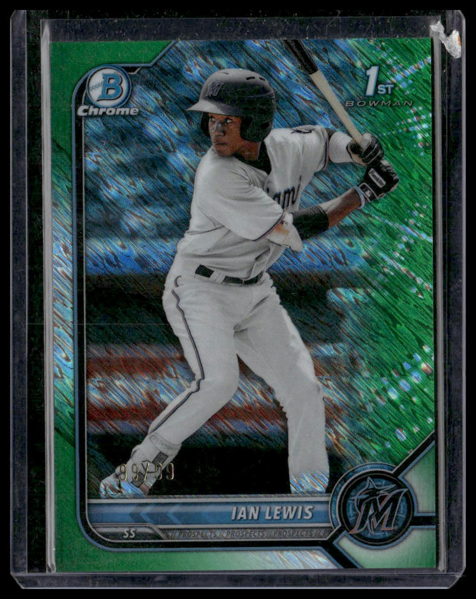 2022 Bowman #BCP-96 Ian Lewis Chrome Prospects Green Shimmer Refractors #/99