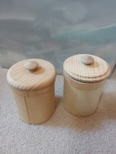 Folk Art Wooden Storage Containers with lids for painting/decorating round x 2