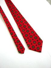 Rare Rara CLAN 91 Neue Vintage 70 Krawatte Rot Polyester Hergestellt in Italien