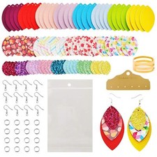 321 Pcs Faux Leather Earrings Making Kit for Beginner, Contains 96 Pre Cut Ev...