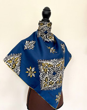 New Burberry Scarf Prorsum Lucky Floral Blue Alhambra Gold Flower Silk Wrap