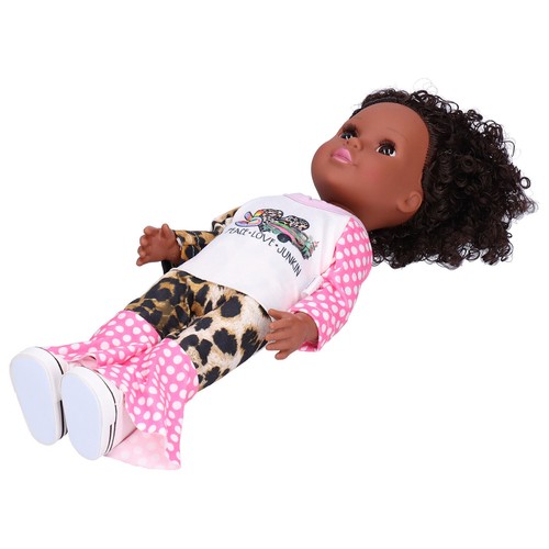 14 Inch Vinyl African Black Skin Baby Doll Curly Hair Reborn Girl Doll Cute - Picture 10 of 12