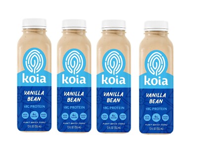 Koia Protein Shake, Vanilla Bean | 4-Pack | 18g Plant Protein, Dairy-Free  12 oz
