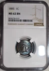 NGC MS-62 BN 1885 Indian Head Cent, Attractively Toned & Razor-Sharp.