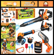 10-in-1 Kids Outdoor Tool Set - Leaf Blower, Weed Wacker, Chainsaw Toys for Ages