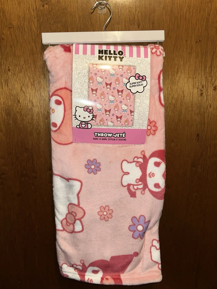 Manta Hello Kitty Kuromi Rosa 46" x 60" Niño Preescolar ¡NUEVA! Foto 2 de 4
