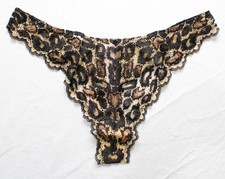 Savage X Fenty Women's On The Prowl Lace Thong DH3 Beige Brulee Medium NWT