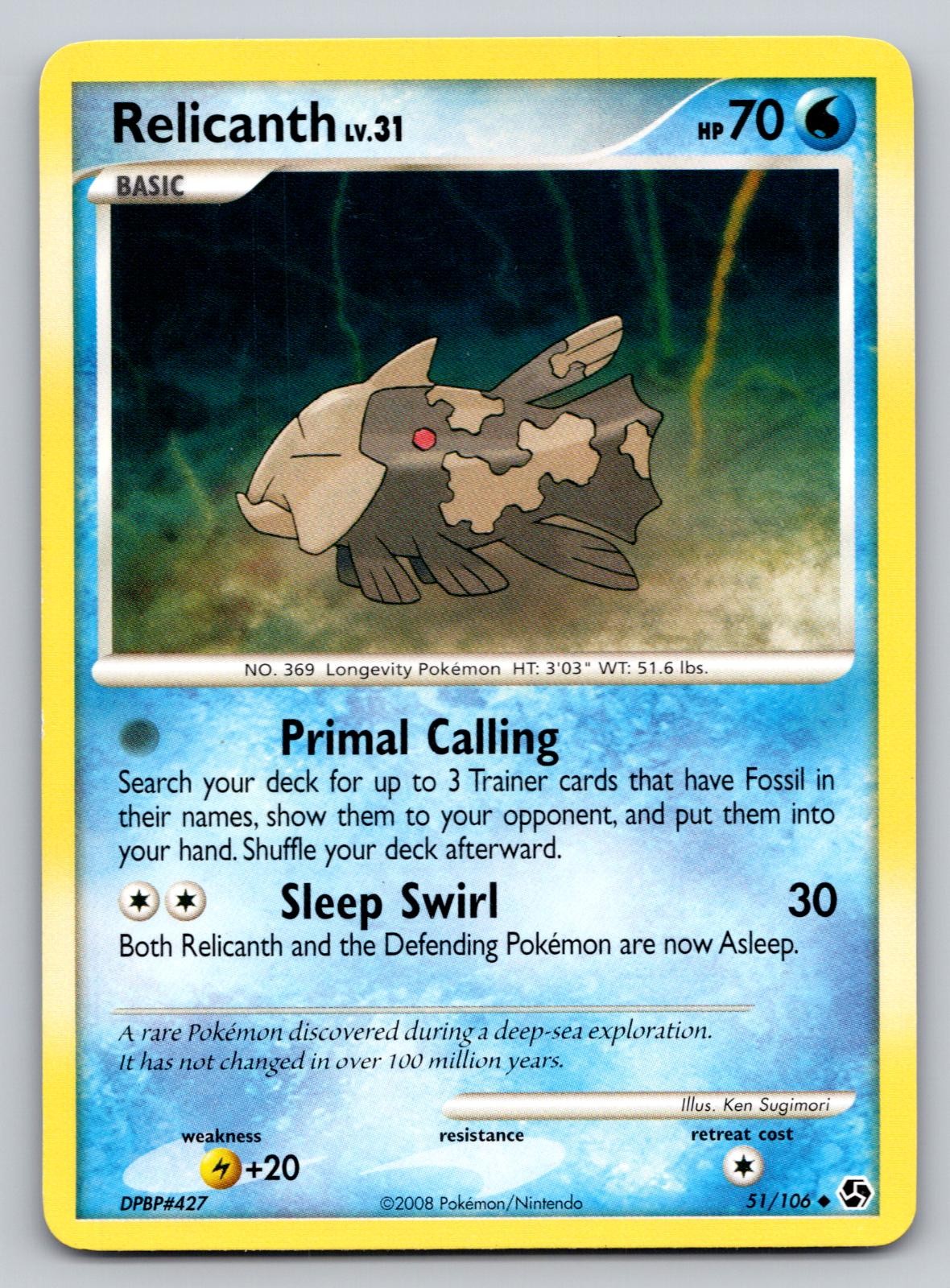 Pokemon Relicanth 51/106 Uncommon Great Encounters MP