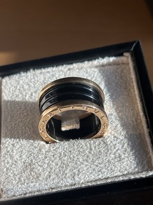 Bvlgari Bulgari B Zero1 rose Gold Black Ceramic 4 band Ring Size 56 