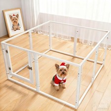 Clear Acrylic Dog Playpen with Door Easy Install  Clean Puppy Fence Indoors ...