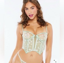 Savage X Fenty Puff Daisy Unlined Bustier Mint Hint Green Size Medium NWOT