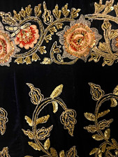 Women  s Anarkali Salwar Kameez Set Black Net Embroidered One Size