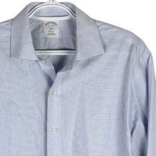 Brooks Brothers Regent Dress Shirt Mens 16-34/35 Blue Non-Iron Micro-Check