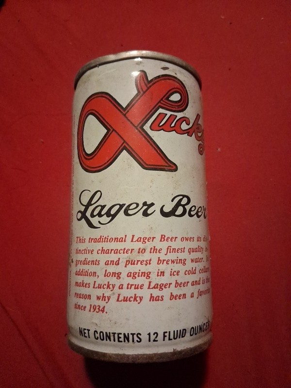 LUCKY LAGER BEER ALUMINUM BEER CAN 12 OZ GENERAL BREWING SAN FRANCISCO VANCOUVER