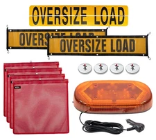 Oversize Load Safety Kit 12"x60" Sign, 2Ref. Sign, 4Safety Flag, 1Strobe Light