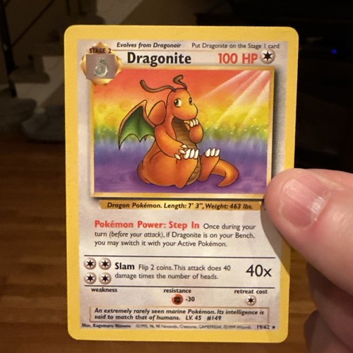 POKEMON DRAGONITE 19/62 CARD FOSSIL POKEMON RARE CARD - Picture 5 of 6