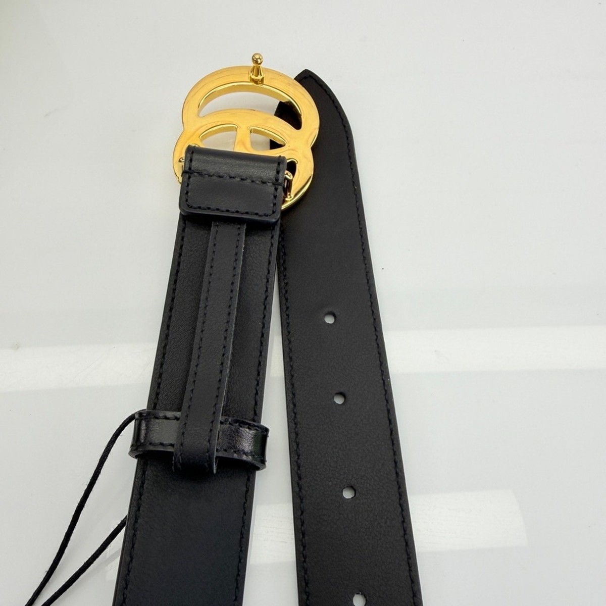 Gucci Marmont Gg Black Leather Double G Belt Gold Buckle 414516 65