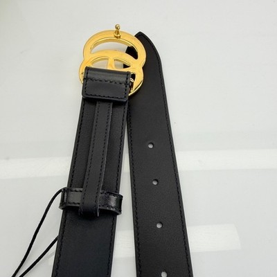 Gucci Marmont Gg Black Leather Double G Belt Gold Buckle 414516 65