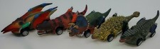  Awesome Pull-Back Dinosaur Cars Lot of 5  Friction Powered Toy Vehicles  Clean  