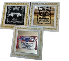80s-90s Lot Of 3 Fair Glass Mirror Prize 6"x6" Man Cave Garage Nostalgia Decor