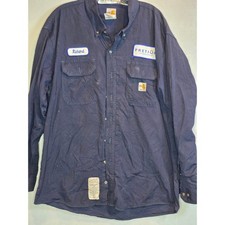 Carhartt FR Shirt Mens XL Navy Blue Flame Resistant Workwear Richard Patch CAT 2