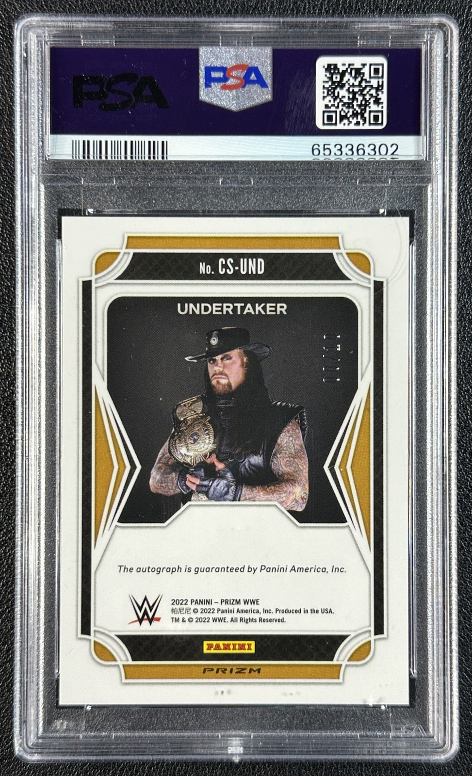 UNDERTAKER PSA 8 2022 PANINI PRIZM WWE #CS-UND CHAMPION SIGNATURES AUTO GOLD /10 view 2