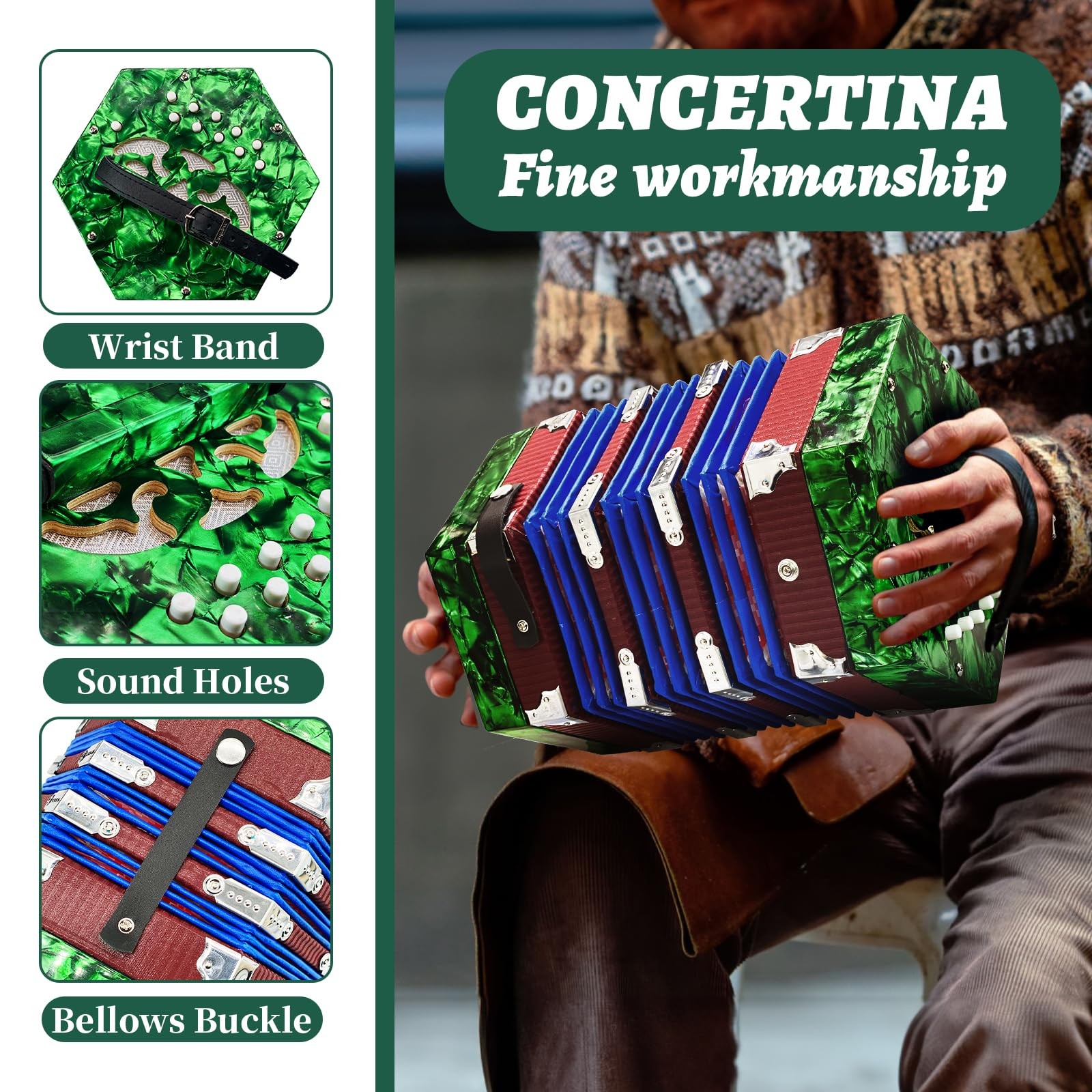 Concertinas,20-key accordion for adults, professional accordion for beginners...