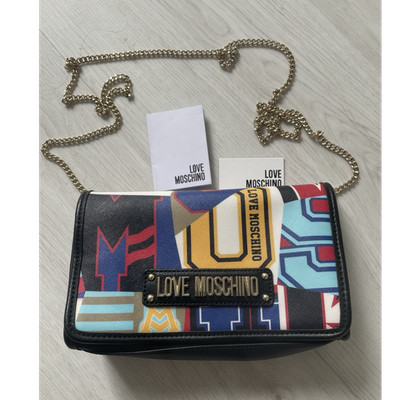 Love Moschino Umhängetasche/Clutch mehrfarbig Logo Muster, Kette gold, abn.