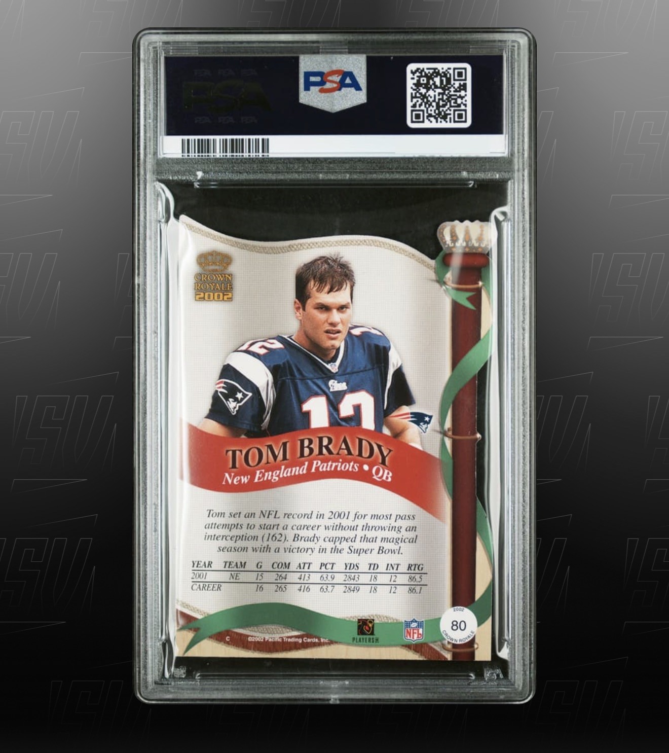 TOM BRADY PSA 8 2002 PACIFIC CROWN ROYALE #80 PATRIOTS  view 2