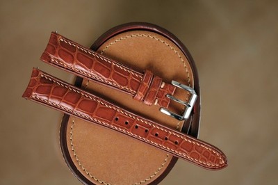 Handmade thin brown watch strap watch band size 17/14 (or any size)