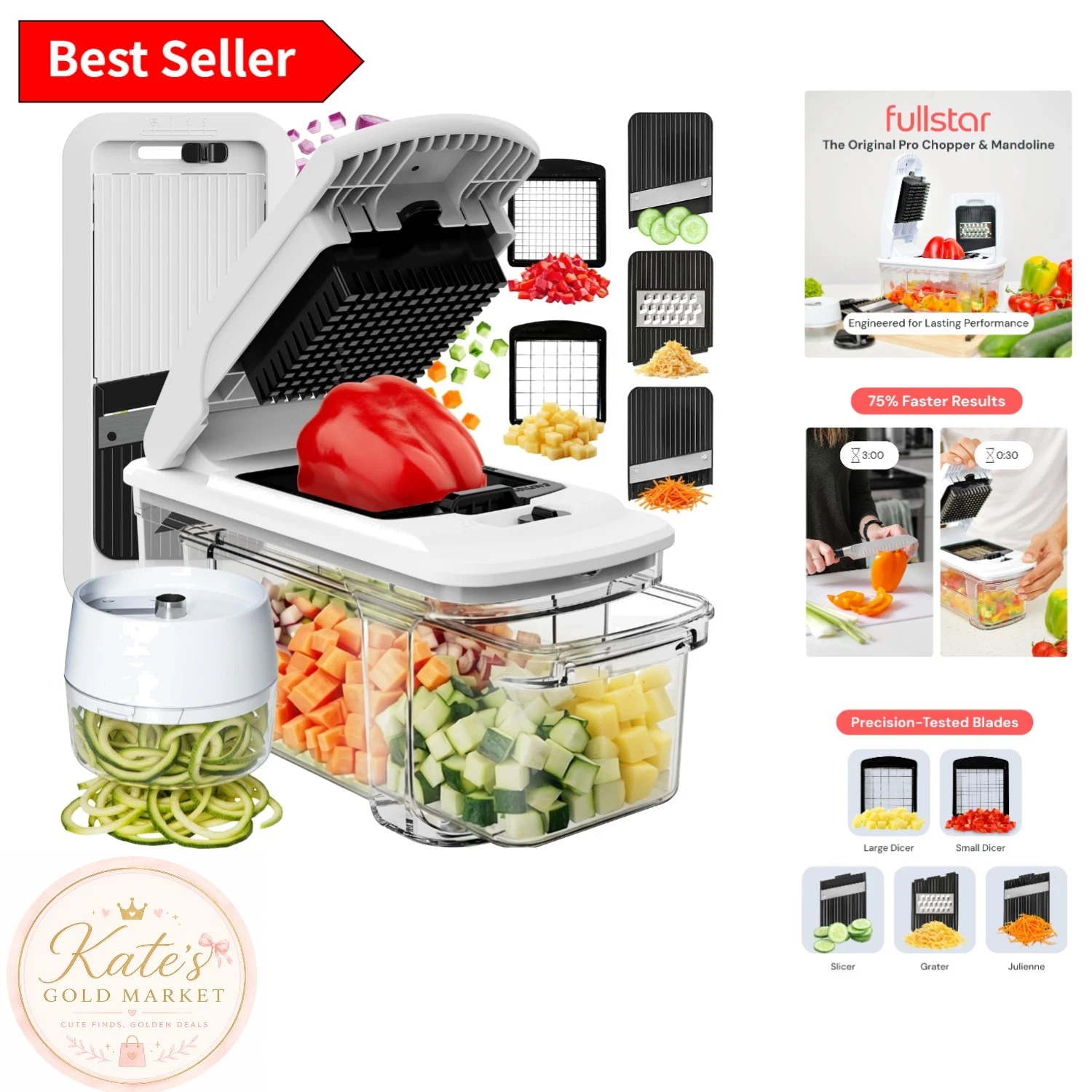 Dishwasher Safe XL Vegetable Chopper & Slicer with Pull-Out Tray, Black/White