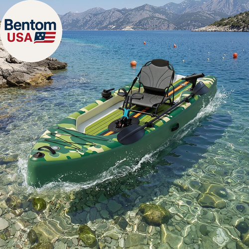 Inflatable Kayak with Pedal System, 12Ft Premium PVC Fishing Kayak, Portable & L - Picture 11 of 12