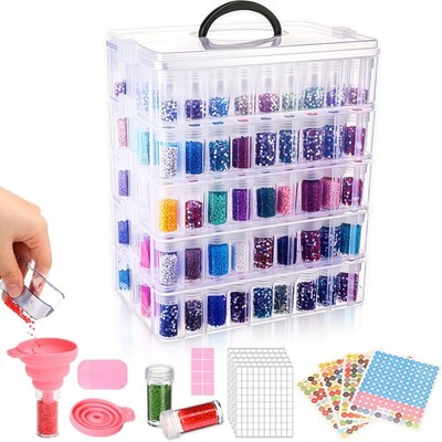 Willinglong 5 Tier Diamond Painting Storage Containers with 260 Grids Diamond Ar