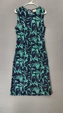 M Patmos Women Dress XS Navy Blue Teal Floral Sleeveless A Line Casual Summer
