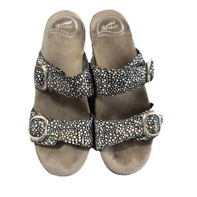Dansko Sophie Sandals Black Metallic Leather  Size EU 37 USA 6.5/7