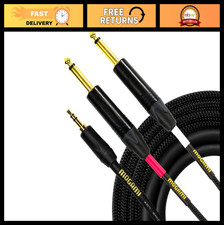 3.5mm TRS to Dual 1/4" TS Male Adapter Cable, Gold-Plated Connectors, 3ft Length