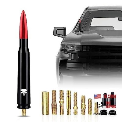 1 PC Car Bullet Antenna, Skull Pattern Antenna Mast, Heavy Medium Red #Skull