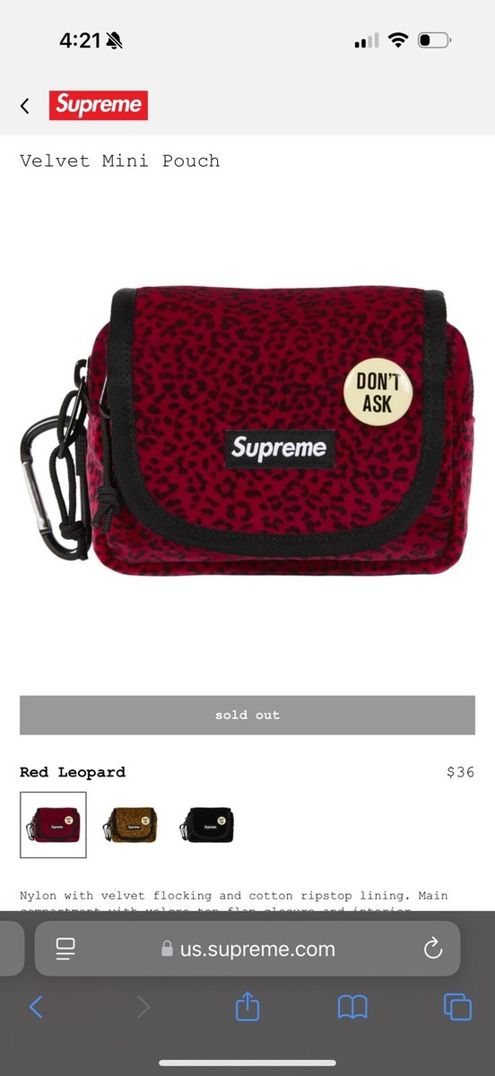 Supreme Velvet Mini Pouch - Red Leopard - FW25 unopened all