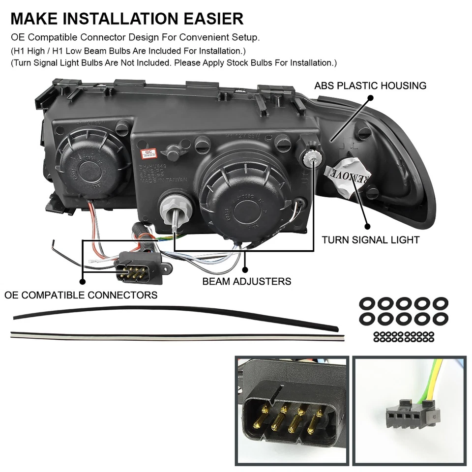 Fits 1995-2001 BMW E38 7-Series 740i 750iL LED Halo Projector Headlights Lamps - Изображение 4 из 4