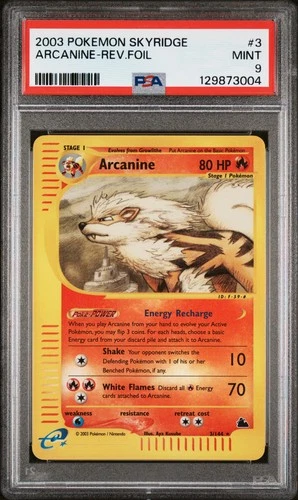 2003 POKEMON SKYRIDGE #3 ARCANINE-REVERSE FOIL PSA 9
