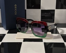 Gucci GG0083S 002 Oversized Square Sunglasses Black Stripe 54mm Ships Today