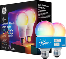 GE Dynamic Effects A19 LED Smart Light Bulbs, Bluetooth and Wifi Color Changing
