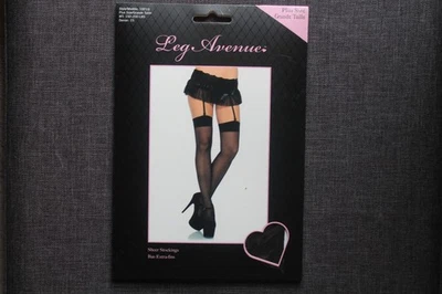 Leg Avenue Strümpfe Strapsstrümpfe Plus Size Schwarz 15 den Neu OVP - Bild 1 von 3