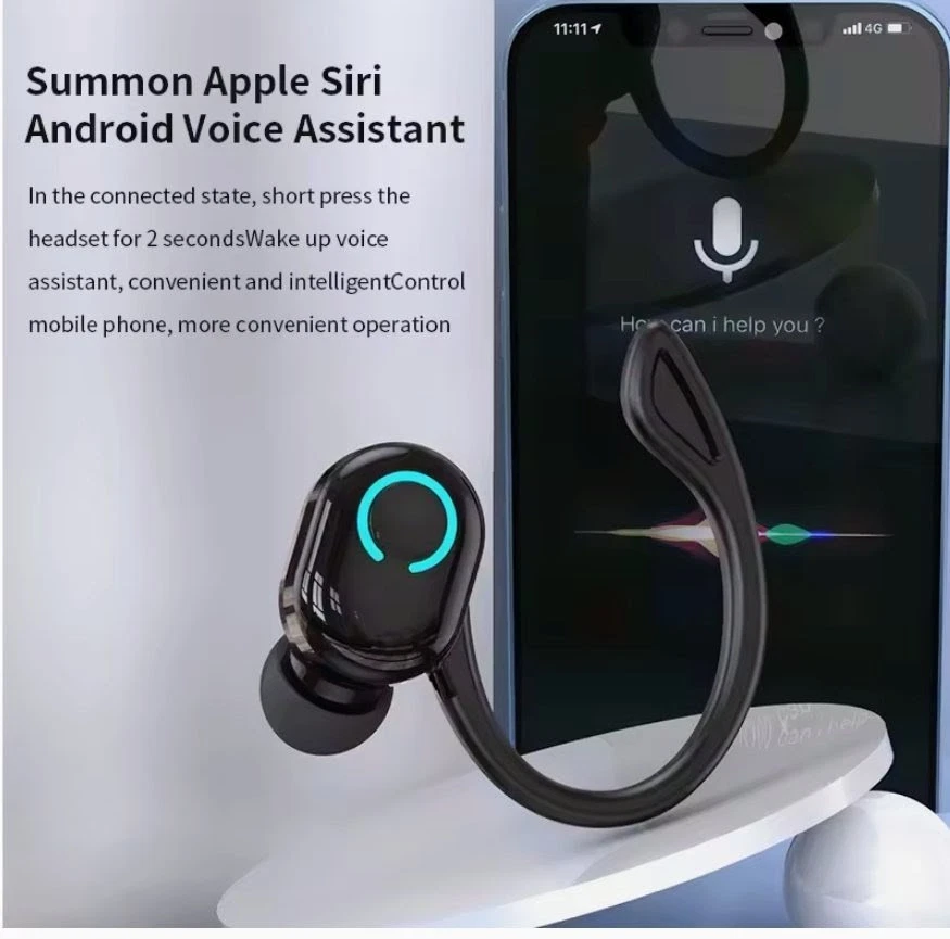 Bluetooth 5.2 бизнес беспроводные наушники заушной мини HIFI бас шум... - Изображение 4 из 4