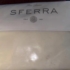 Sferra Queen Duvet Cover Fiona Long Staple Cotton Sateen Ivory Hemstitch Italy