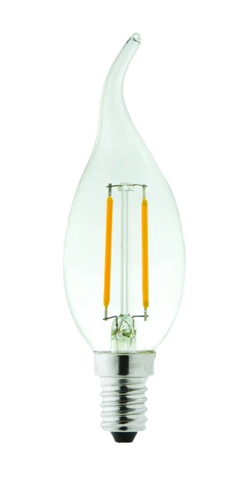 Light Bulb Clear 2w Flame Tip LED Candle Non Dimmable 2700K E14 240lm =25w