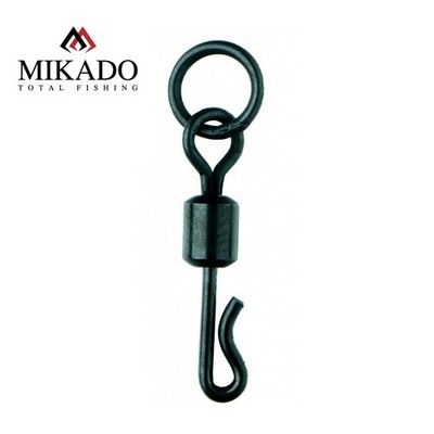10 MIKADO QUICK CHANGE SWIVEL WITH RING Karpfenwirbel #8 schwarz (0,50 EUR/St.)