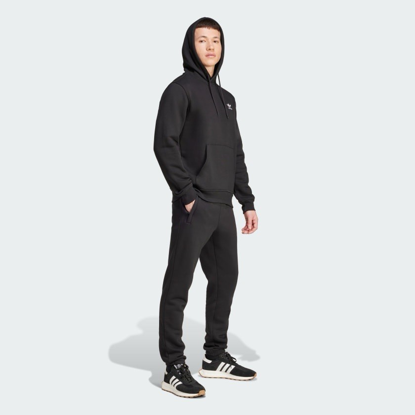 Adidas Trefoil Essential Hoodie Black/White-ALL SIZES Fleece-Genuine-RRP £55 image 3