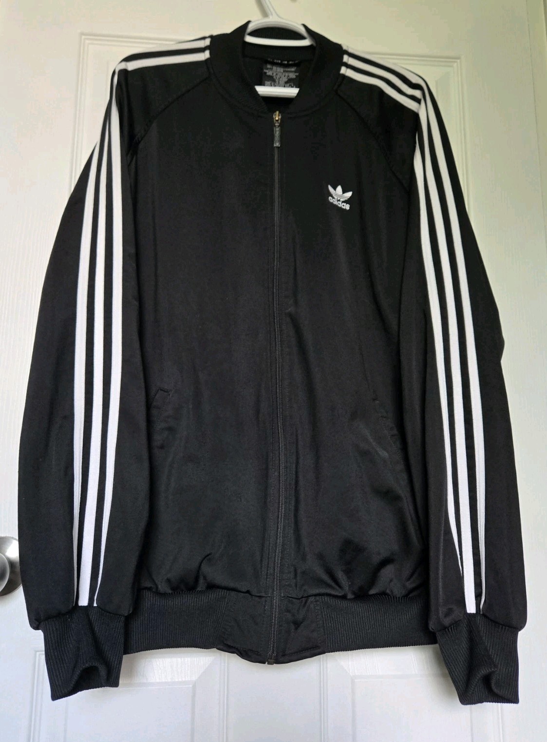 VTG Adidas Originals Black & White Stripe Track Jacket Mens Size M