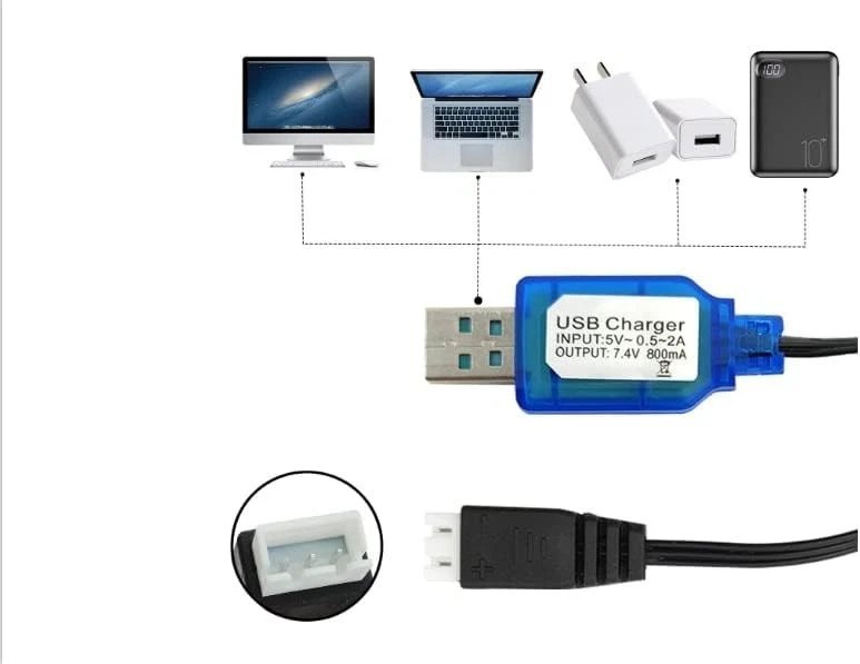 SJZBIN USB Charger Cable 7.4V 1A – 2S LiPo Battery Fast Charging Cord Lead - Image 4 of 4